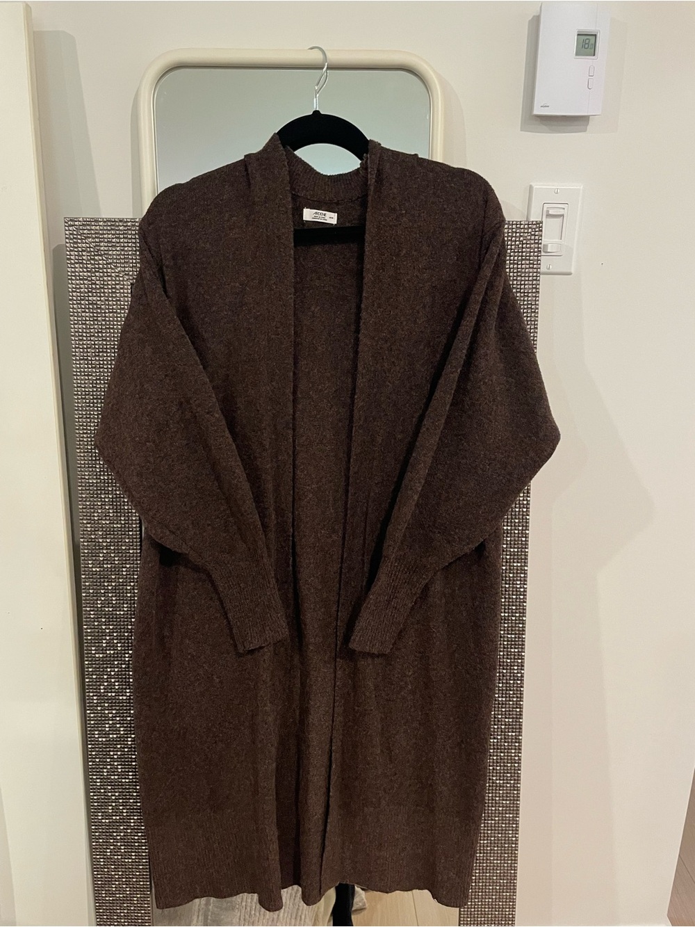 Ardene Brown Hooded Open-Front Long Cardigan